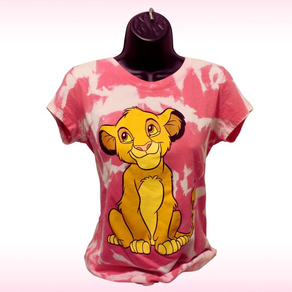 Disney Simba Acid Wash T-Shirt Vintage Style Lion King Graphic Tee for Women - Picture 1 of 2